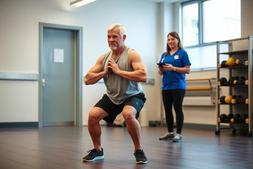 Physiotherapist assessing a patient's knee